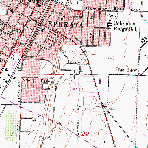 Topographic Map of Parkway Park, WA
