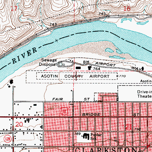 Topographic Map of Asotin County Heliport, WA
