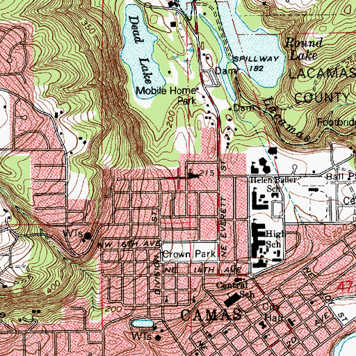 Topographic Map of Camas Church of Nazarene School, WA