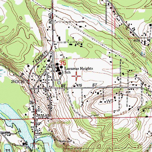 Topographic Map of Camas High School, WA