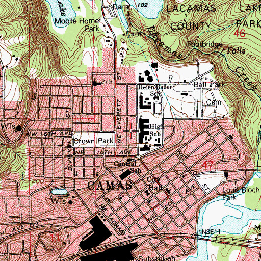 Topographic Map of Liberty Middle School, WA