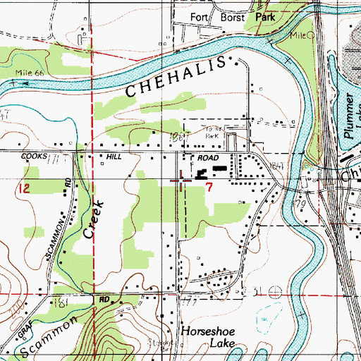 Topographic Map of Providence Centralia Hospital, WA