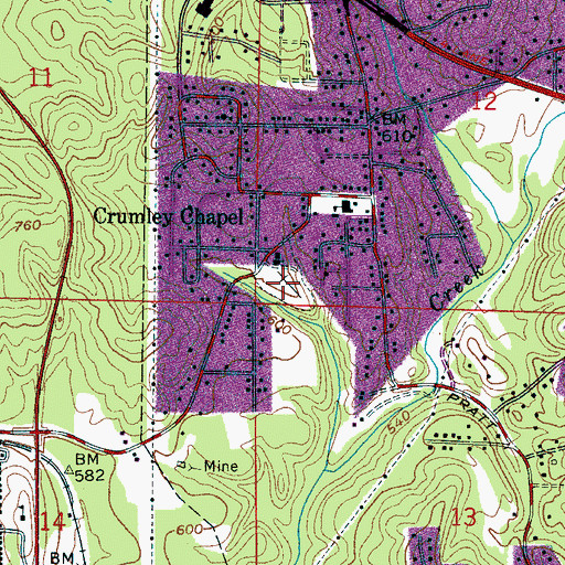 Topographic Map of Crumley Chapel Cemetery, AL