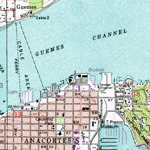 Topographic Map of Port of Anacortes, WA