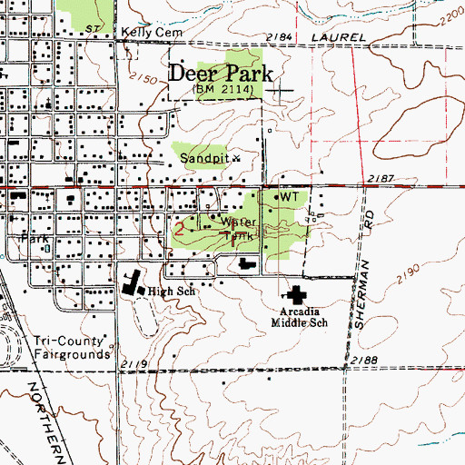 Topographic Map of Arcadia Park, WA