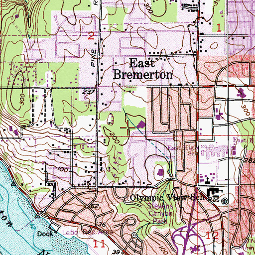 Topographic Map of Armin Jahr Elementary School, WA