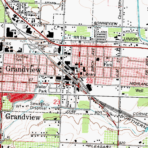 Topographic Map of Blehyl Library and Powell Museum, WA