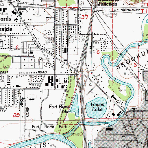 Topographic Map of Borst Park Interchange, WA