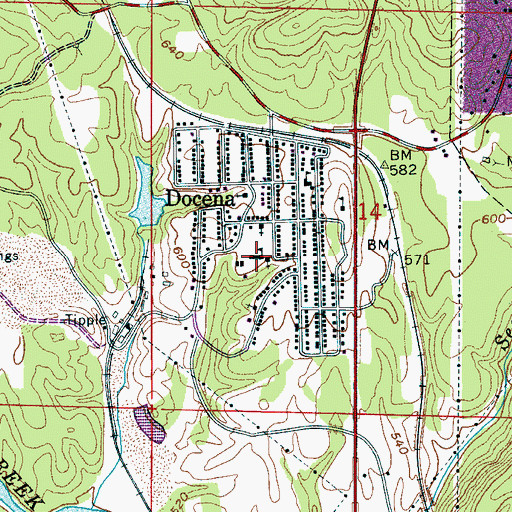 Topographic Map of Docena Elementary School (historical), AL