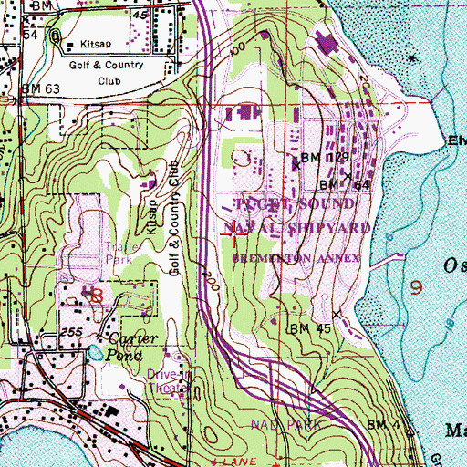 Topographic Map of Jackson Park, WA