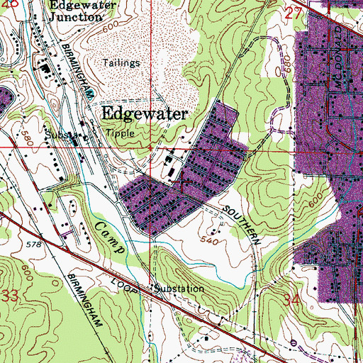 Topographic Map of Edgewater Methodist Church, AL
