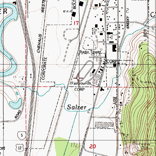Topographic Map of Southwest Washington Fairgrounds, WA
