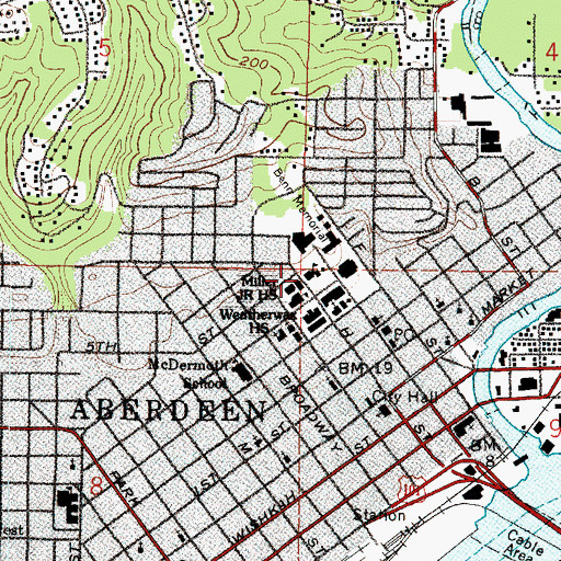 Topographic Map of Saint Mary's School, WA