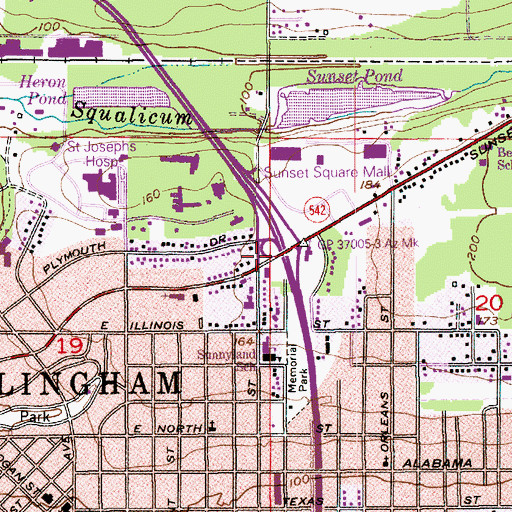 Topographic Map of Sunset Street Interchange, WA