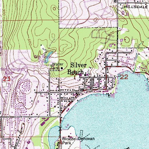 Topographic Map of Silver Beach Elementary School, WA