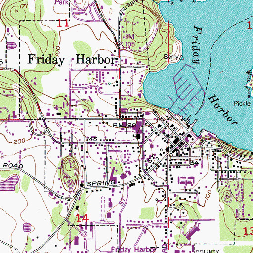 Topographic Map of Friday Harbor High School, WA