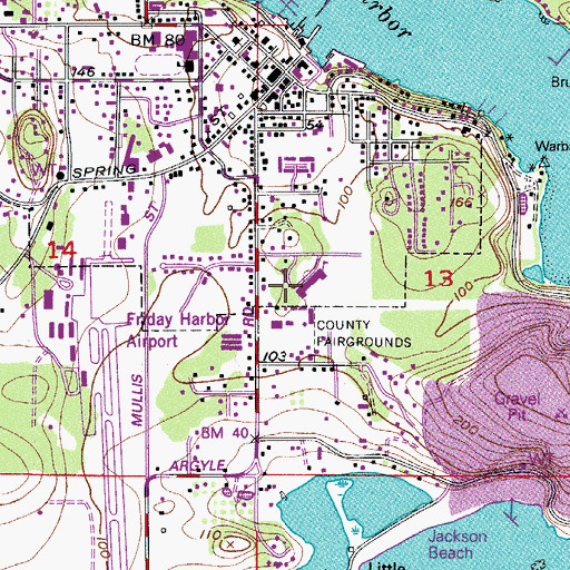 Topographic Map of Friday Harbor Elementary School, WA