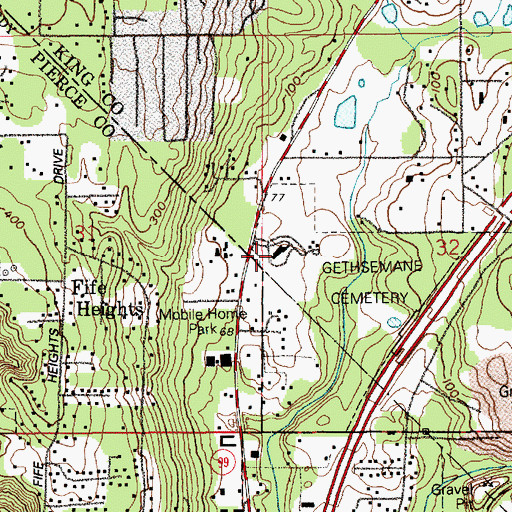 Topographic Map of Gethsemane Cemetery, WA