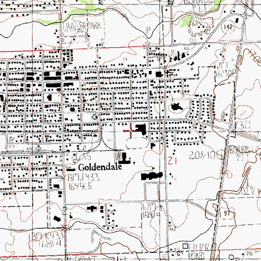 Topographic Map of Goldendale Middle School, WA