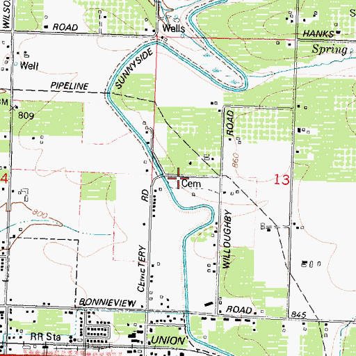Topographic Map of Grandview Cemetery, WA