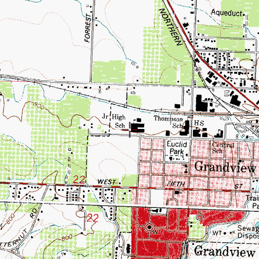 Topographic Map of Grandview Middle School, WA
