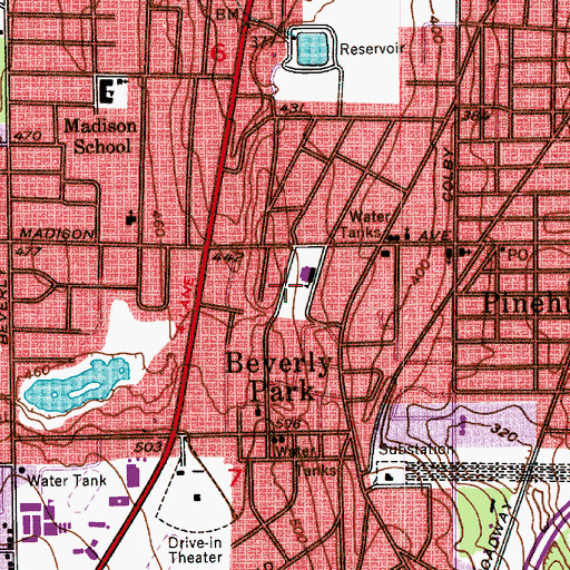 Topographic Map of Roosevelt Elementary School, WA