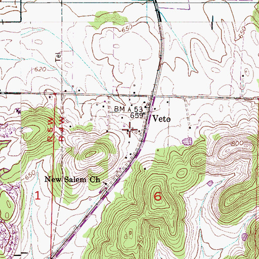 Topographic Map of Veto Methodist Church, AL
