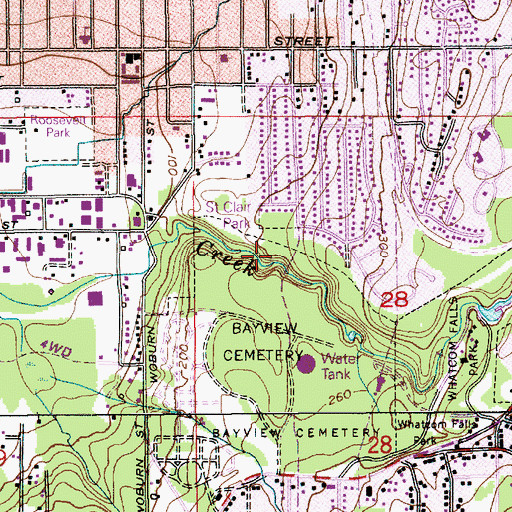 Topographic Map of Saint Clair Park, WA