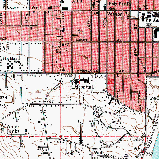 Topographic Map of Tri - State Memorial Hospital and Medical Campus, WA