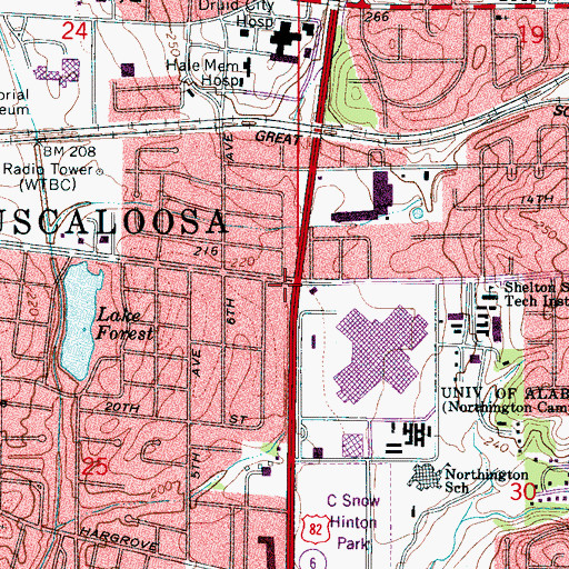 Topographic Map of Fifteenth Street Plaza Shopping Center, AL