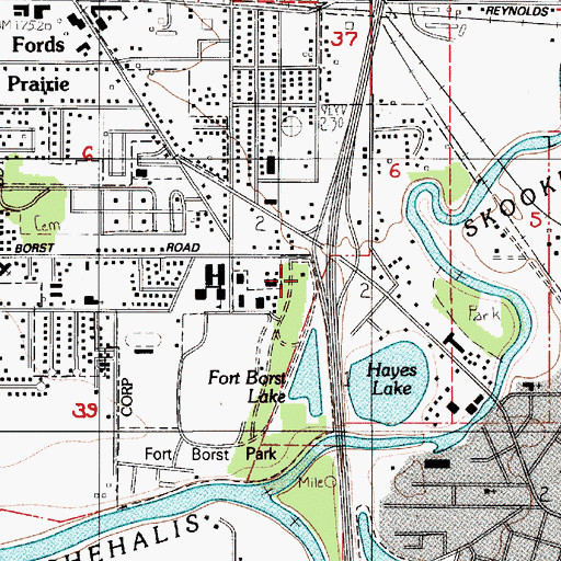 Topographic Map of Centralia Rifle Club, WA