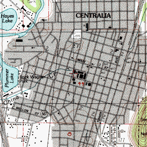Topographic Map of Centralia College, WA
