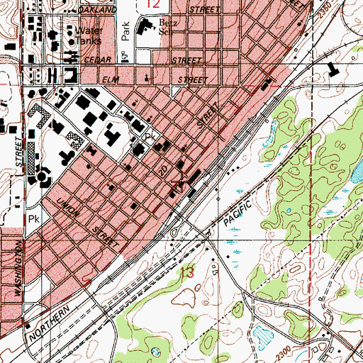 Topographic Map of Cheney Flour Mill, WA