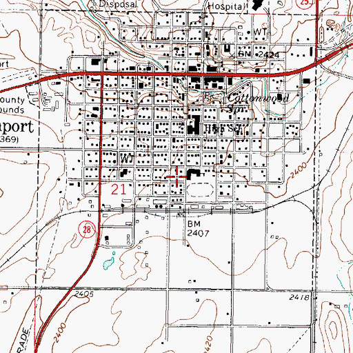 Topographic Map of Davenport Elementary School, WA