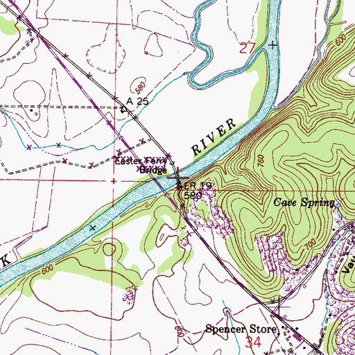 Topographic Map of Easter Ferry (historical), AL