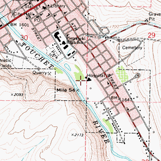 Topographic Map of Dayton General Hospital, WA