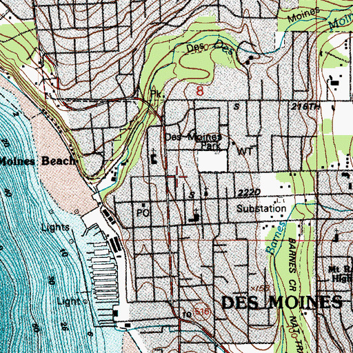 Topographic Map of Des Moines Elementary School, WA