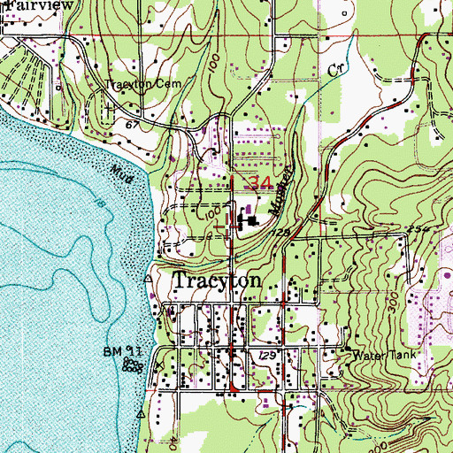 Topographic Map of Tracyton Elementary School, WA