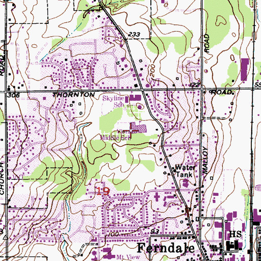 Topographic Map of Vista Middle School, WA