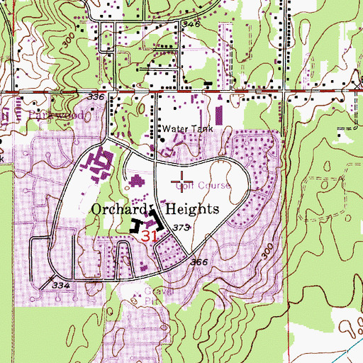 Topographic Map of Village Green Golf Course, WA