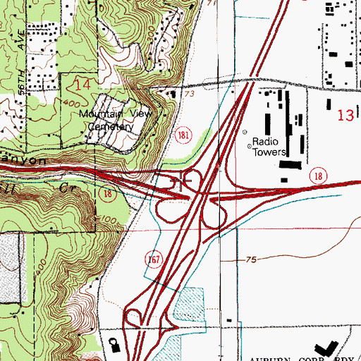 Topographic Map of West Auburn Interchange, WA