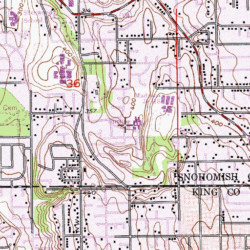 Topographic Map of Woodway Elementary School, WA