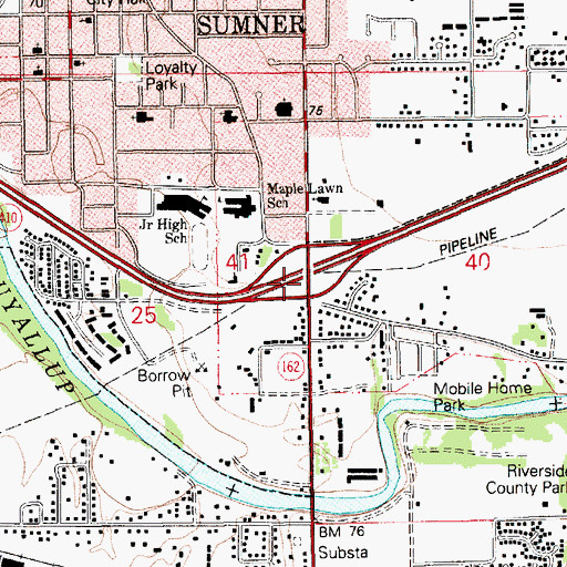Topographic Map of Wahl Road Interchange, WA
