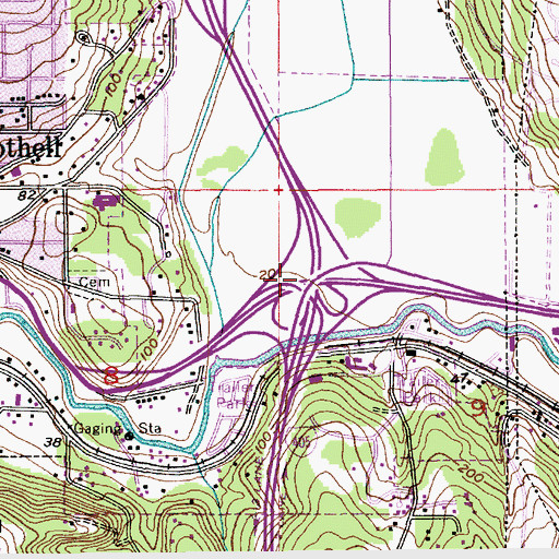 Topographic Map of Woodinville Interchange, WA