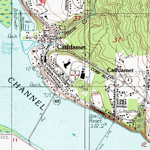 Topographic Map of Wahkiakum High School, WA