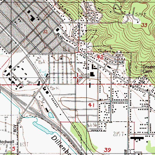 Topographic Map of W F West High School, WA