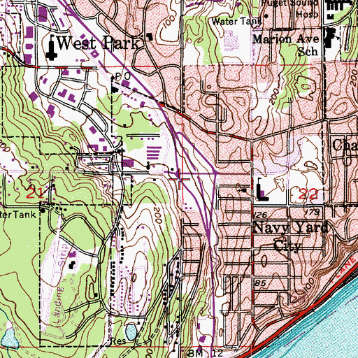 Topographic Map of Werner Road Interchange, WA