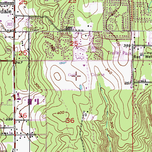 Topographic Map of Rolling Hills Golf Course, WA