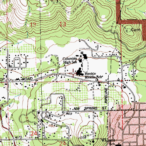 Topographic Map of Wayne M Henkle Middle School, WA