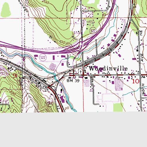 Topographic Map of Woodinville Cemetery, WA